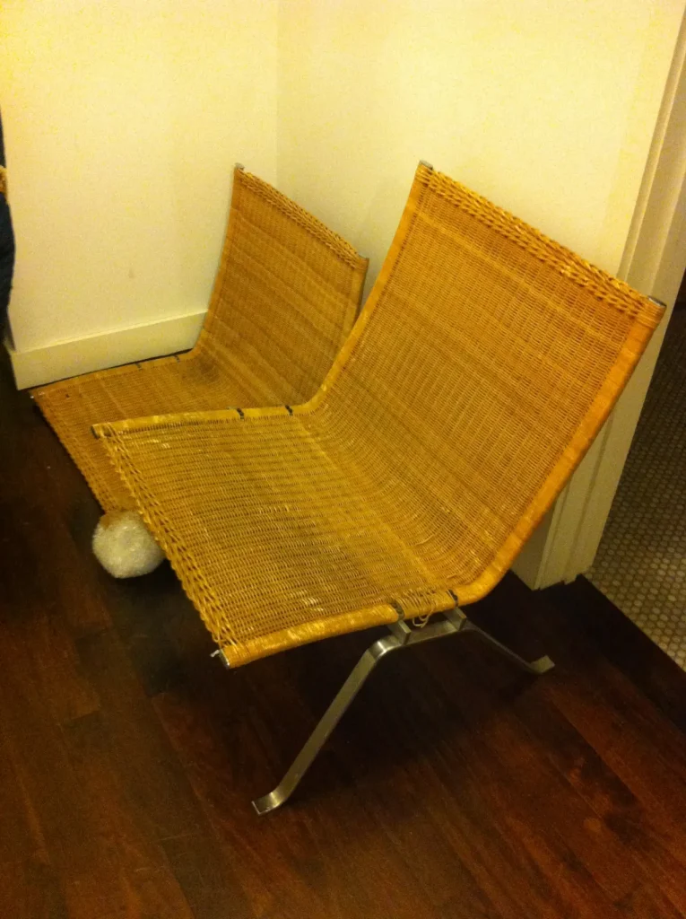 Poul Kjaerholm PK-22 — Wicker Re-weaving — Before