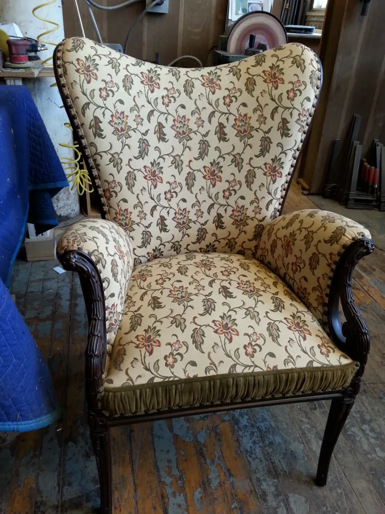 Art Deco High Back Chair — Reupholstery — Before