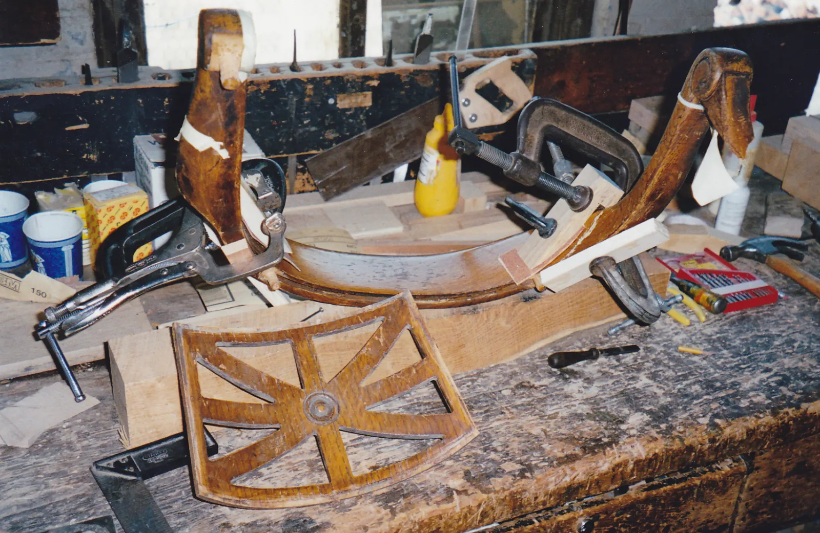 Essex County Courthouse bench before restoration by Olek Inc.