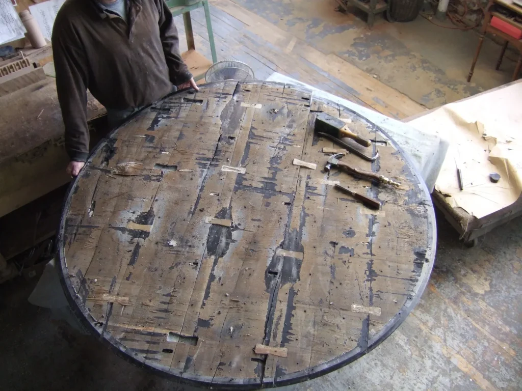 Anglo Indian Regency Ebony Center Table — Repair & French Polish — Before