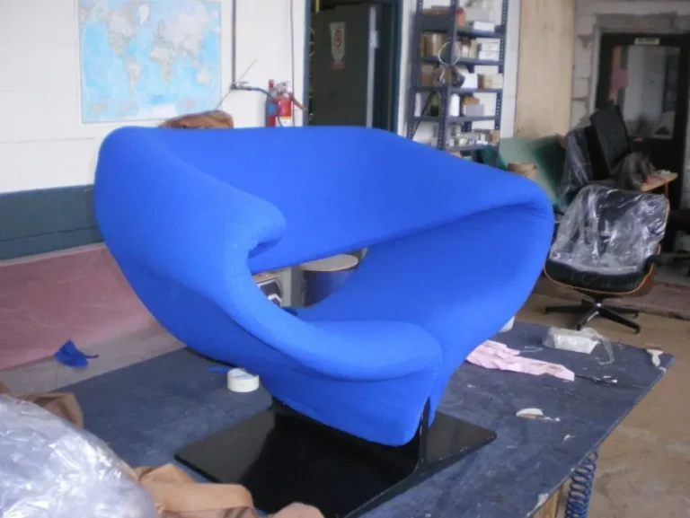 Pierre Paulin Ribbon Chair — Reupholstery — before restoration by Olek Inc.