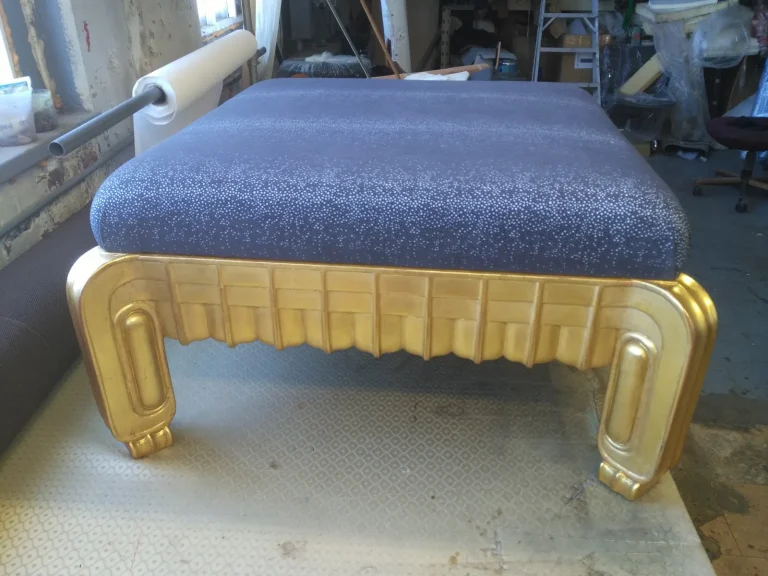 Art Deco Gilt Ottoman restoration by Olek Inc.