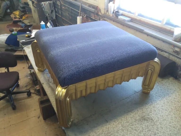 Art Deco Gilt Ottoman restoration by Olek Inc.