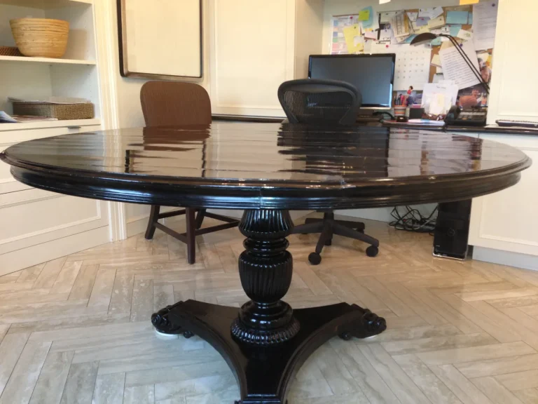Anglo Indian Regency Ebony Center Table restoration by Olek Inc.