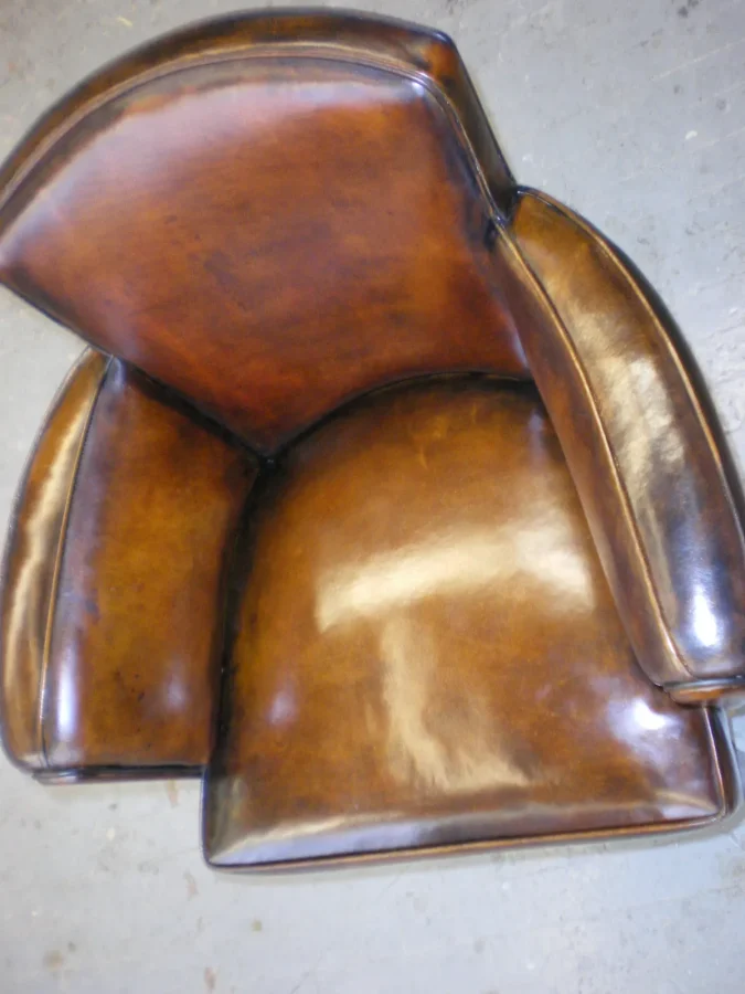 Art Deco Leather Armchair — Reupholstery & Distressed Finish