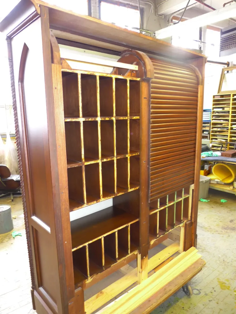 Lobby Woodwork — Desk & Cabinet Sculpting & Fabrication — After