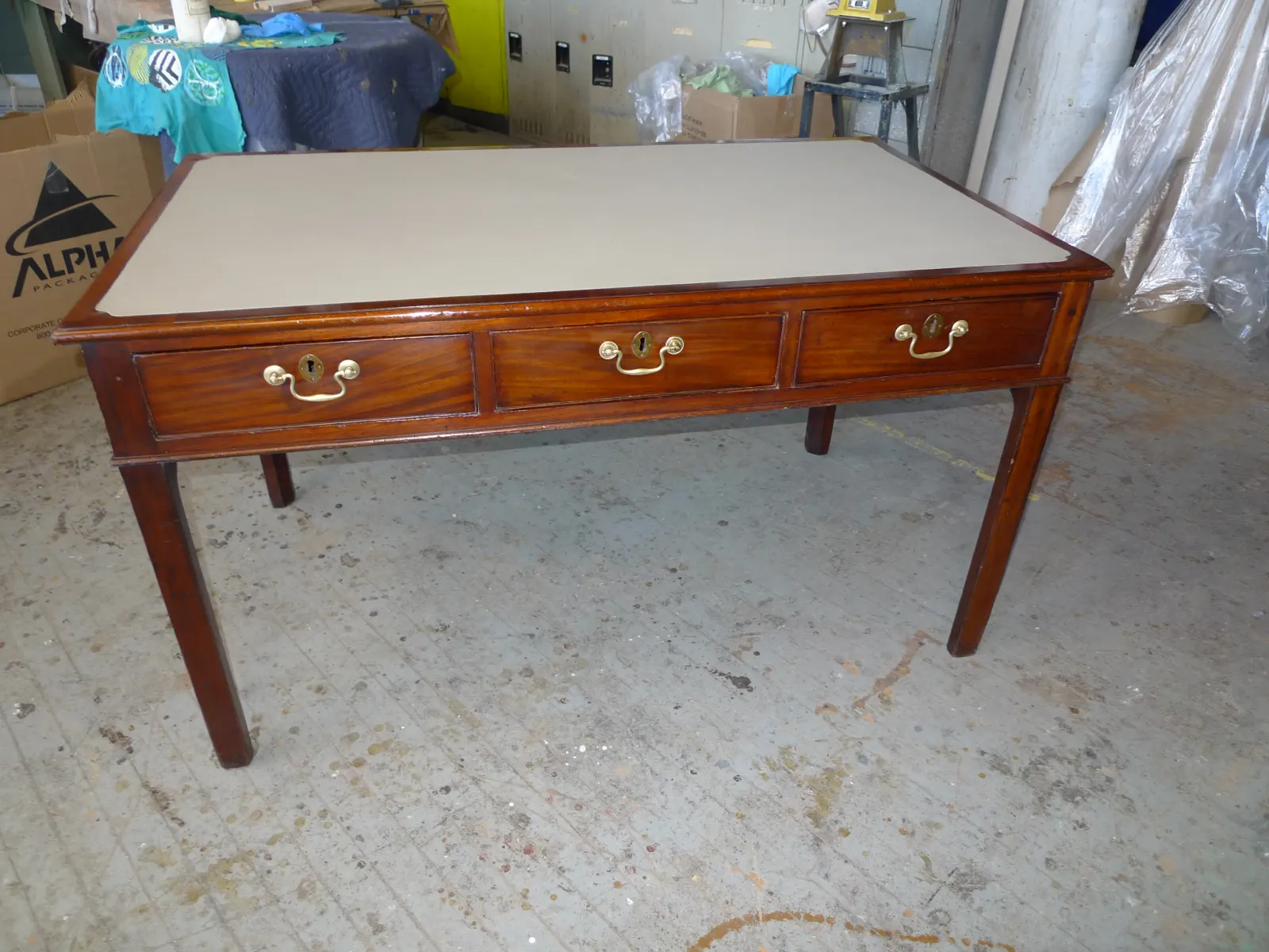 18th Century Bureau Plat Desk — French Polish & Leather Top