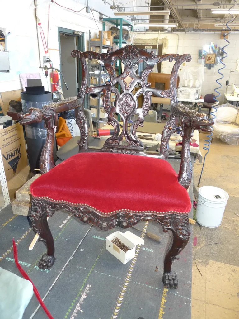 Carved Georgian Armchair restoration by Olek Inc.