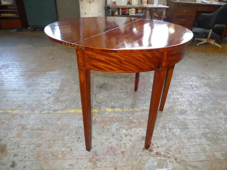 Federal Demilune Console Table — French Polish — after restoration by Olek Inc.