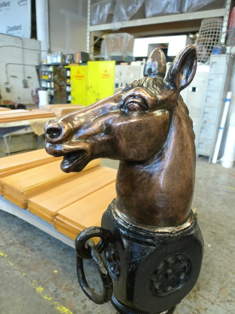Cast Iron & Bronze Hitching Post restoration by Olek Inc.