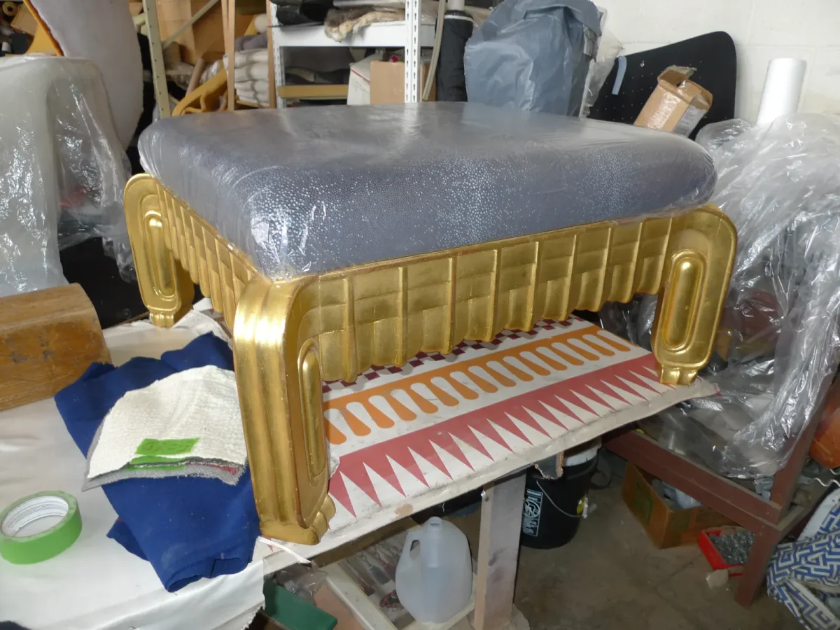 Art Deco Gilt Ottoman — Restoration & Reupholstery
