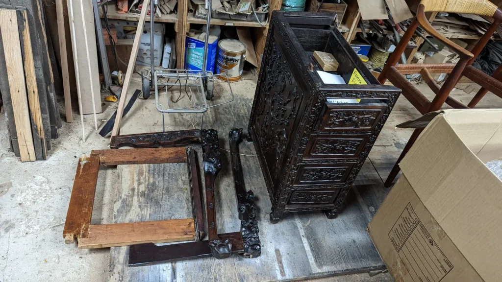 Antique Chinese Carved Desk — Damage Repair — After