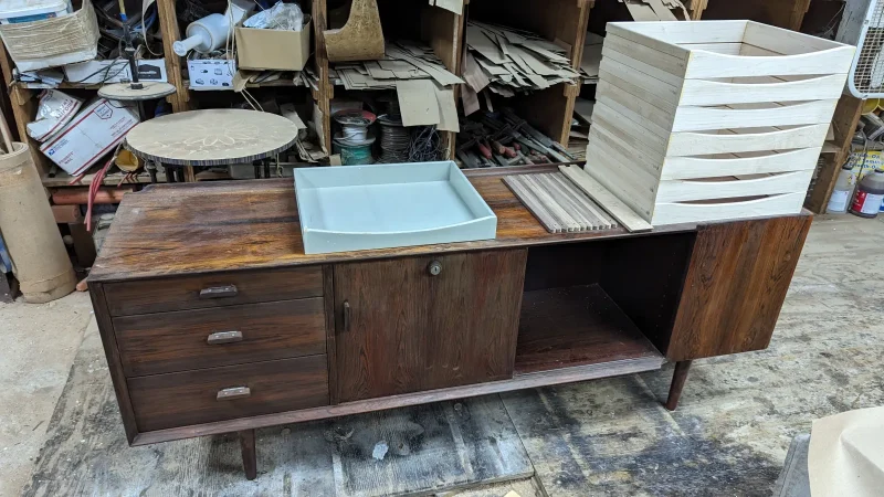 Arne Vodder rosewood desk model 209 after expert restoration and refinishing by Olek Inc.