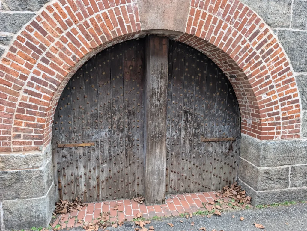 U.S. Army Base Ft. Hamilton sally port and armory doors after restoration by Olek Inc.