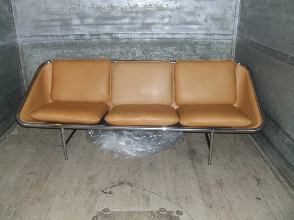 George Nelson Swing Sofa — Leather Reupholstery — after restoration by Olek Inc.