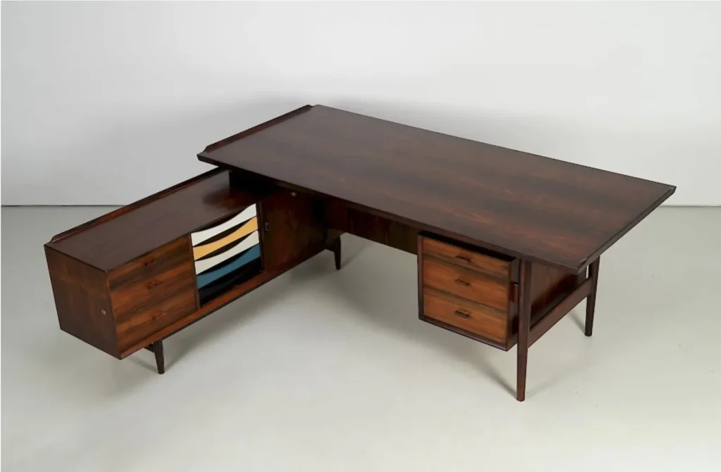 Arne Vodder Rosewood Desk #209 — Expert Refinishing — Before