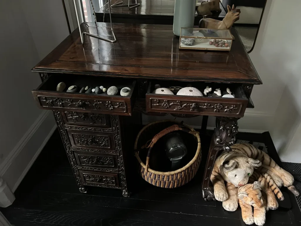 Antique Chinese Carved Desk — Damage Repair — Before